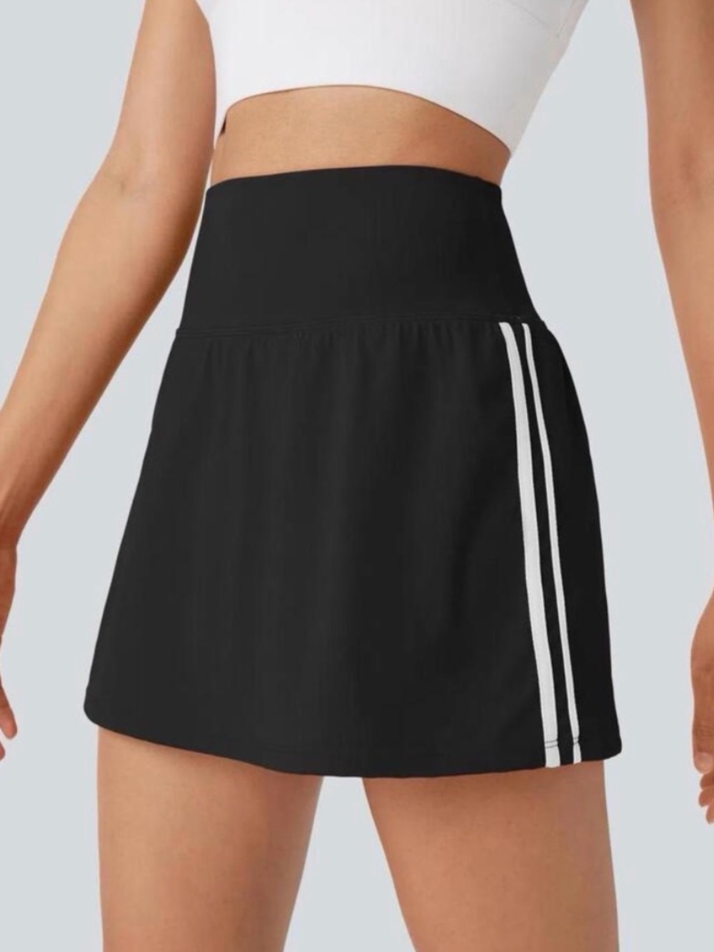 BRAND NEW- HALARA Black Athletic Skort with White stripes